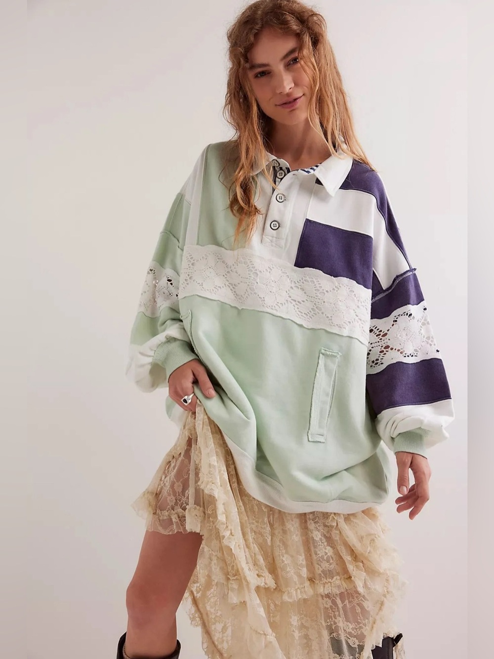 Free People American Dream Polo Sweatshirt
